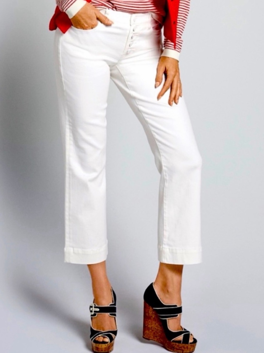CAbi Palm Beach Crop White Denim 6494